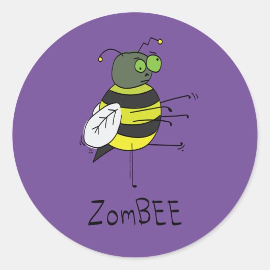 Zombie Bee Funny Halloween Stickers (Voorkant)