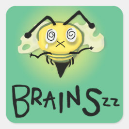 Zombie Bee/Zom-BEE - BRAINS. Vierkante Sticker