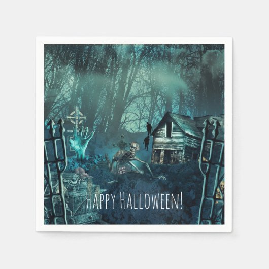 Zombie begraafplaats verjaardagsfeestje of Hallowe Servetten (Voorkant)