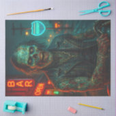 Zombie Biker in Neon Night | Gotische Halloween Tissuepapier (Craft)