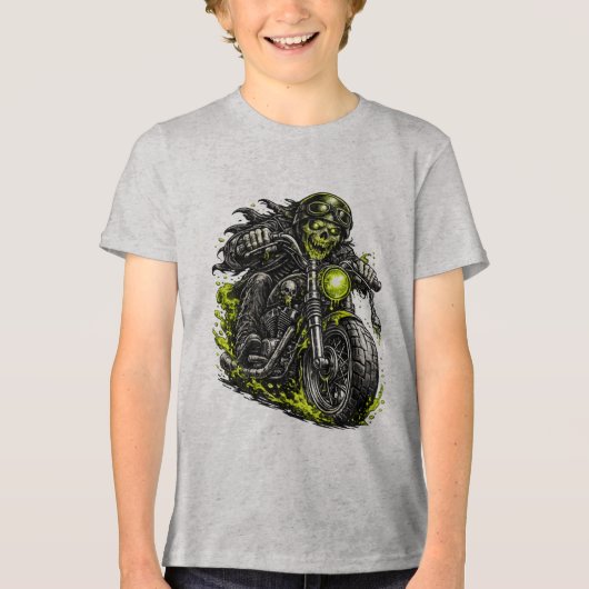 Zombie Biker Motorfiets  Tri-Blend Shirt (Voorkant)