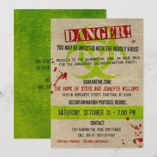 Zombie Biohazard Grunge Halloween Party Invitation Kaart