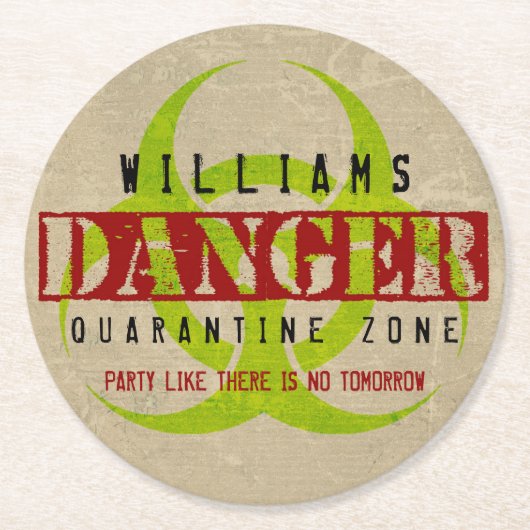 Zombie Biohazard Halloween Party Custom Onderzette Ronde Kartonnen Onderzetter (Voorkant)