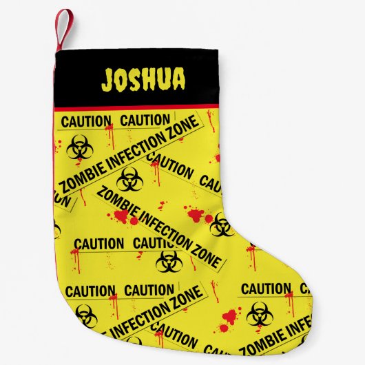 Zombie Biohazard niet invoeren waarschuwing Hallow Kleine Kerstsok (Voorkant)