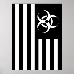 Zombie Biologische Uitbraak BLack Flag Poster
