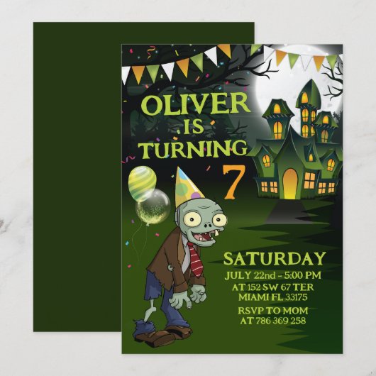 Zombie Birthday Boy Kaart (Voorkant / Achterkant)