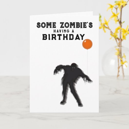 Zombie Birthday Card Kaart (Gele Bloem)