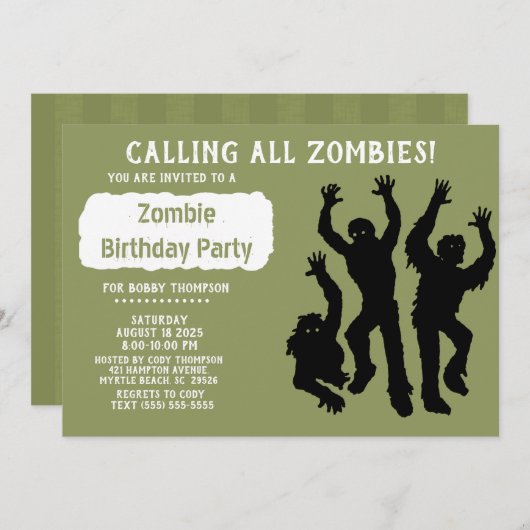Zombie Birthday Party - Other Occasion- Kaart (Voorkant / Achterkant)