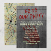 Zombie Birthday Party Undode Apocalypse Bloedtekst Kaart (Voorkant / Achterkant)