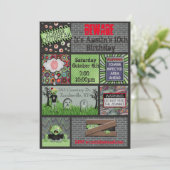 Zombie Birthday Uitnodiging (Staand voorkant)
