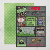 Zombie Birthday Uitnodiging (Voorkant / Achterkant)