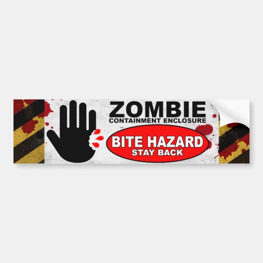 Zombie Bite Hazard Bumpersticker (Voorkant)