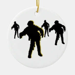 Zombie Black Silhouette Ornament! Pas me aan! Keramisch Ornament