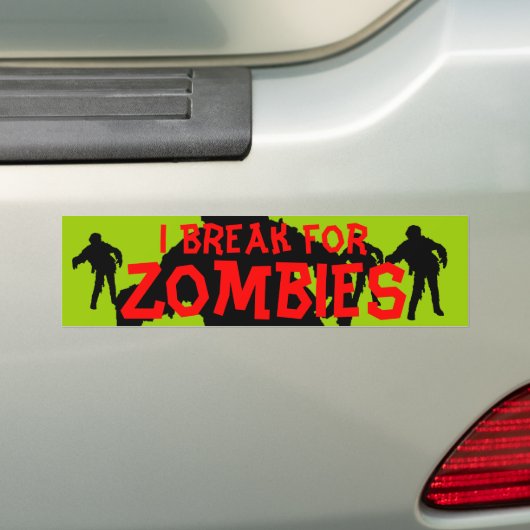 Zombie Black Silhouette Red n Green Bumpersticker (Op auto)