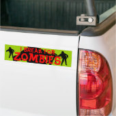 Zombie Black Silhouette Red n Green Bumpersticker (Op Truck)
