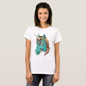 Zombie Blauwe Cartoon Eenhoorn T-shirt (Voorkant volledig)