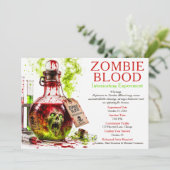 Zombie Blood Apotheek Halloween Feest Kaart (Staand voorkant)
