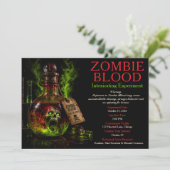 Zombie Blood Apotheek Halloween Feest Kaart (Staand voorkant)