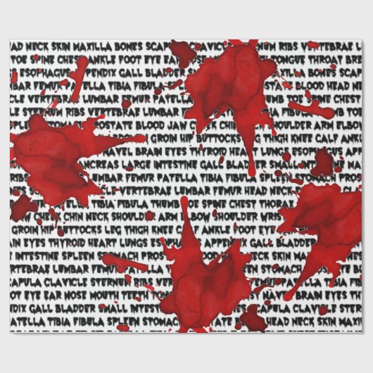 Zombie Body Part aas met bloedspetter Cadeaupapier (Vlak)