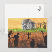 Zombie Boerderij silhouette dark art horror briefk Briefkaart (Voorkant / Achterkant)