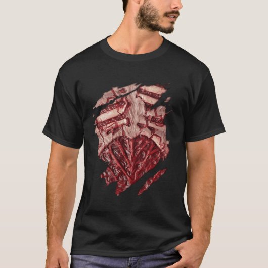 Zombie Borst Bloed en darmen Halloween T-shirt (Voorkant)