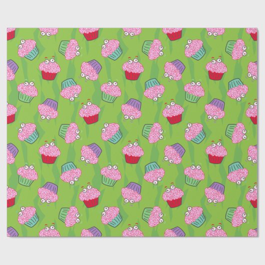 Zombie Brain Cupcake Pattern Cadeaupapier (Vlak)
