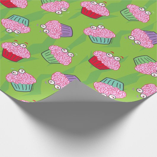 Zombie Brain Cupcake Pattern Cadeaupapier (Hoek)