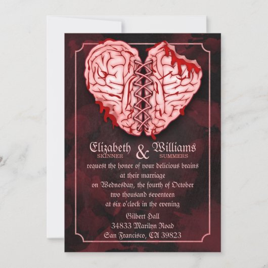 Zombie Brains Wedding Invitation Kaart (Voorkant)