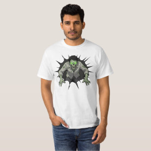 Zombie breekt door de muur Horror cadeau T-shirt
