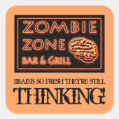 Zombie breinen zo fris nog steeds denken Halloween Vierkante Sticker (Voorkant)