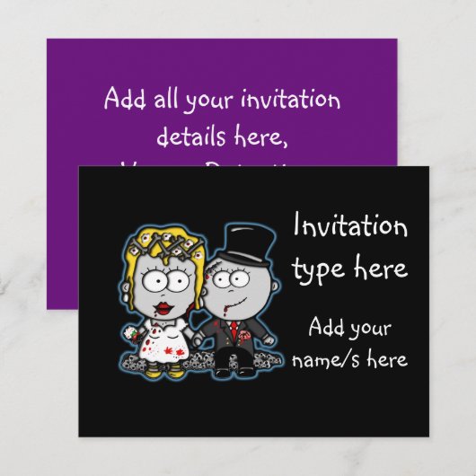 Zombie bride en groom bruiloft uitnodigingen aanpa (Voorkant / Achterkant)