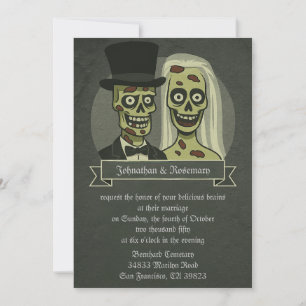 Zombie Bride & Groom Wedding Invitations Kaart