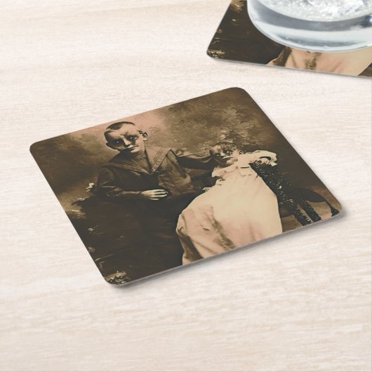 Zombie Broers en Zussen Kartonnen Onderzetters (Schuin)