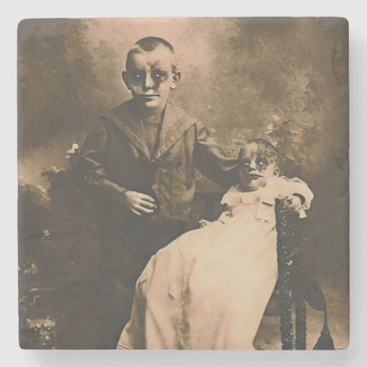 Zombie Broers en Zussen Stenen Onderzetter (Voorkant)