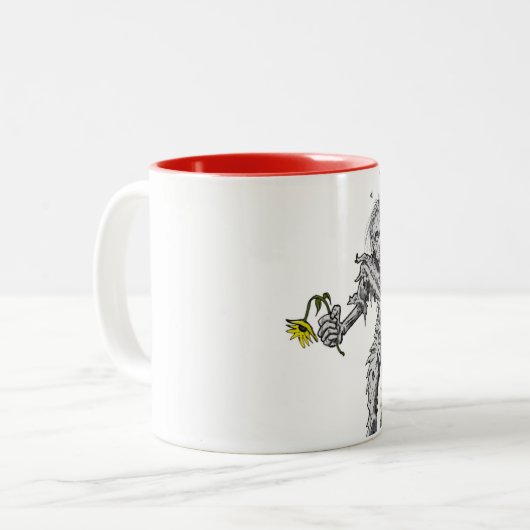 Zombie Broken Heart met ventilator Tweekleurige Koffiemok (Voorkant links)