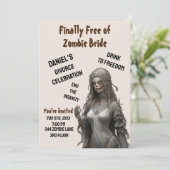Zombie bruid echtscheiding partij uitnodiging vrij (Staand voorkant)