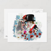 Zombie bruid en bruidegom trouw verlovingsring aankondigingskaart (Voorkant / Achterkant)