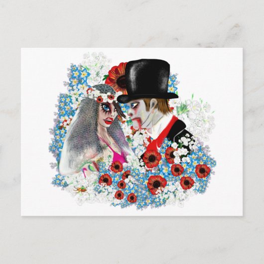 Zombie bruid en bruidegom trouw verlovingsring aankondigingskaart (Voorkant)