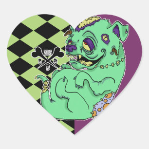 Zombie Bull Dog Hart Sticker