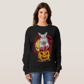 Zombie Bunny Halloween Kwaad Konijn Jack O Lantern Trui (Voorkant volledig)