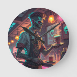 Zombie Café | Spooky Urban Halloween clock  Ronde Klok