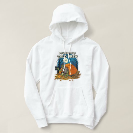 Zombie Camper Aangedreven Door Cold Brew Coffee Hoodie (Design voorkant)
