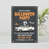 Zombie Car Halloween Party Uitnodiging (Staand voorkant)