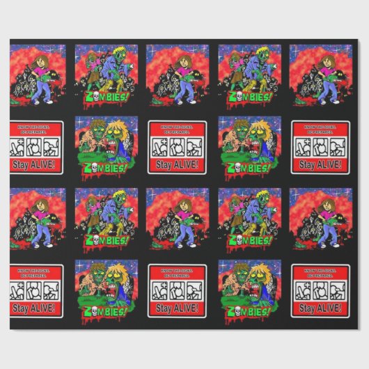Zombie Cartoon Pattern Cadeaupapier (Vlak)
