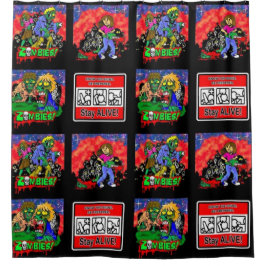 Zombie Cartoon Pattern Douchegordijn
