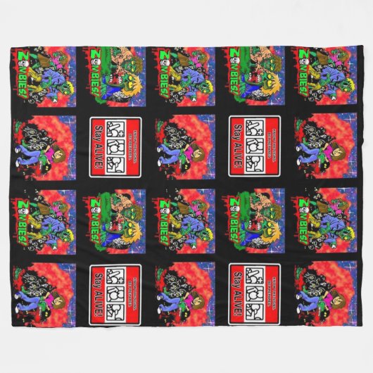 Zombie Cartoon Pattern Fleece Deken (Voorkant (Horizontaal))