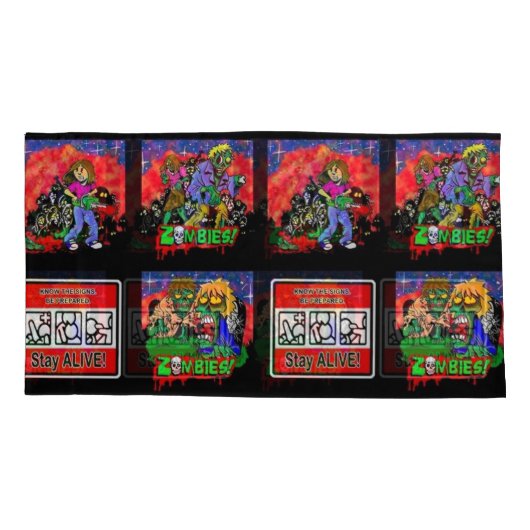 Zombie Cartoon Pattern Kussensloop (Achterkant)