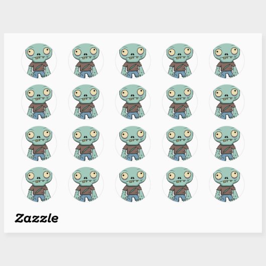 Zombie-Cartoon Ronde Sticker (Vel)