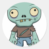 Zombie-Cartoon Ronde Sticker (Voorkant)