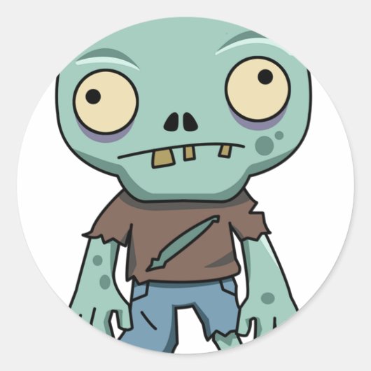 Zombie-Cartoon Ronde Sticker (Voorkant)